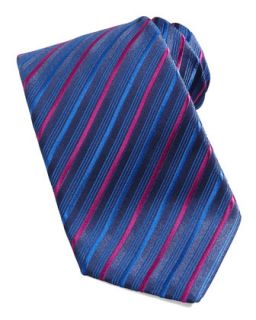 Mens Multi Striped Silk Tie, Blue/Pink   Charvet   Blue/Pink