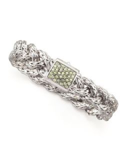 Classic Chain Small Braided Silver Bracelet, Peridot   John Hardy   Silver