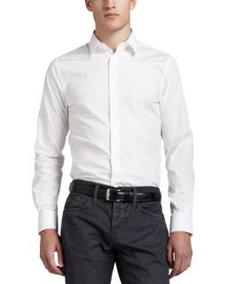 Mens Stretch Poplin Fly Front Shirt, White   Vince   White (XX LARGE)