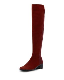 Reserve Wide Suede Stretch Over the Knee Boot, Scarlet   Stuart Weitzman  