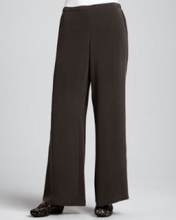 Womens Full Leg Silk Pants, Petite   Go Silk   Chocolate (PS (4/6P))