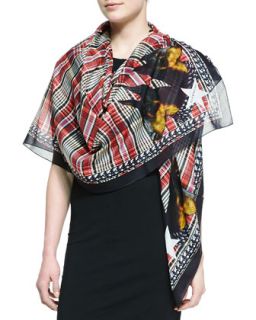 Cotton Doberman Scarf, Red/Multi   Givenchy   Red