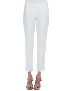 Washable Crepe Slim Ankle Pants, Womens   Eileen Fisher   White (2X (18/20))