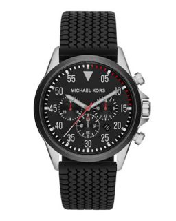 Mens Black Tire Tread Gage Chronograph Watch   Michael Kors   Black