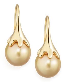 Golden South Sea Pearl Drop Earrings   Eli Jewels   Gold