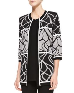 Womens Multi Design Open Jacket   Misook   Black/White (SMALL (6/8))