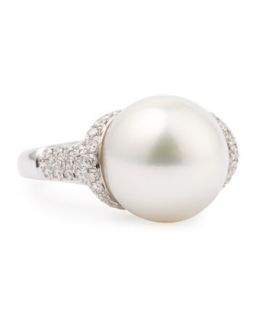 18k White South Sea Pearl and Diamond Ring   Eli Jewels   White (7)