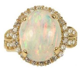 14k Yellow Gold, Fancy Composite Faux Fire Opal Ring Lab Created Gems Jewelry