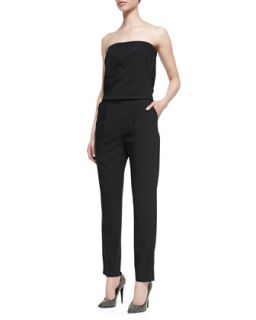 Womens Strapless Structured Crepe Jumpsuit   Theory Icon   Black (10)