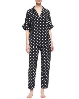 Womens Dot Modern Polka Dot Pajama Set, Black   Natori   Black (MEDIUM/10 12)