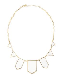 Geometric Leather Inlay Station Necklace, White   House of Harlow   White