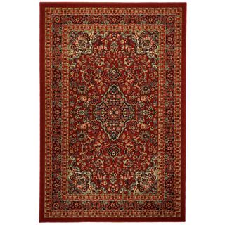 Rubber Back Red Traditional Floral Print Non skid Area Rug (5 X 66)