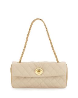 Borsa Quilted Faux Leather Crossbody Bag, Ivory/Beige   Love Moschino
