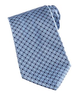 Mens Medallion Pattern Silk Tie, Blue   Stefano Ricci   Blue
