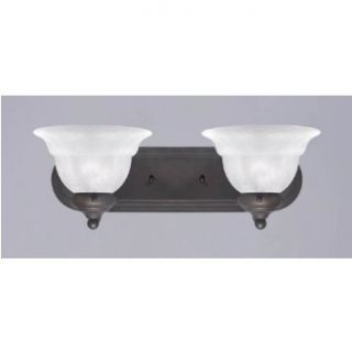 Westinghouse 64488 Two Light Upward Wall Sconce, Oil Rubbed Bronze with Frosted White Alabaster Globes    