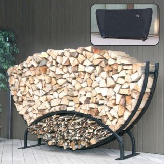 8 ft. Half Moon Log Rack with Free Cover   Fire Pit Accessories