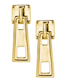 Yellow Gold Zipper Slide Stud Earrings   Eddie Borgo   Gold