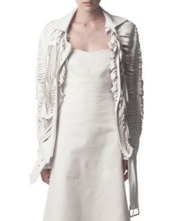 Womens Slit Leather Jacket, White   Acne Studios   White (40)