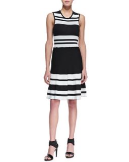 Womens Sleeveless Bold Stripe Dress, Black/White   Ohne Titel   Black/White
