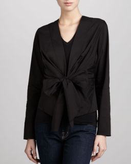 Womens Wrap & Tie Shirt Jacket, Black   Donna Karan   Black (2)