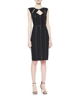 Womens Penelope Sheath Dress with Leather Piping   Catherine Deane   Black (10)