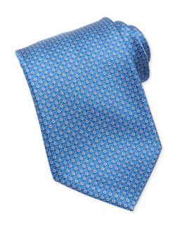 Mens Micro Floral Medallion Silk Tie, Blue   Stefano Ricci   Blue
