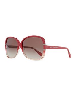 Oversized Plastic Tortoise Sunglasses, Transparent Red   Marc by Marc Jacobs  