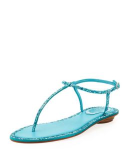 Crystal Flat Thong Sandal, Turquoise   Rene Caovilla   Turquoise (41.0B/11.0B)