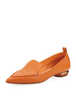 Pebbled Pointed Toe Loafer, Orange   Nicholas Kirkwood   Orange (37.0B/7.0B)
