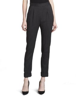 Womens Pinstriped Pleated Side Zip Pants   Donna Karan   Anthracite (8)