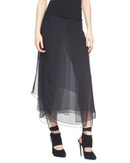 Womens Silk Skirt, Black   Donna Karan   Black charcoal (MEDIUM)
