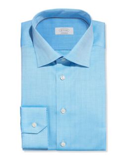 Mens Solid Herringbone Dress Shirt, Aqua   Eton   Aqua (16 1/2)