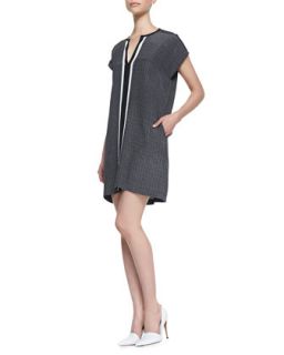Womens Printed Silk Shift Dress   Vince   Black combo (MEDIUM)
