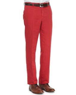 Mens Linen Cotton Chino Pants, Red   Incotex   Red (36)
