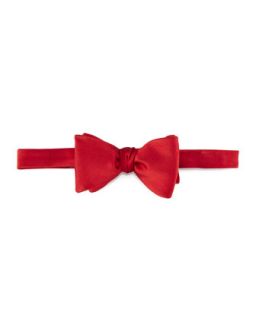 Mens Pre Tied Satin Bow Tie, Red   Red