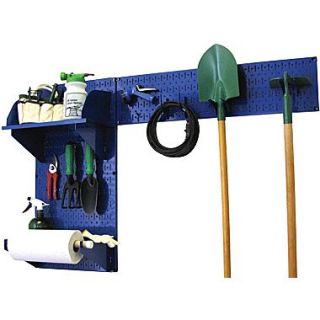 Wall Control Garden Tool Storage Organizer Pegboard Kit, Blue Tool Board and Blue Accessories