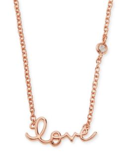 Rose Gold Love Pendant Bezel Diamond Necklace   SHY by Sydney Evan   Rose gold