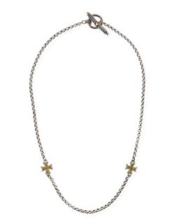 Gold Cross Station Necklace   Konstantino   Silver gold