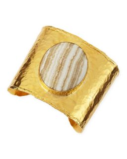 18k Gold Vermeil Cuff with Striped Agate Center   Dina Mackney   Gold (18k )