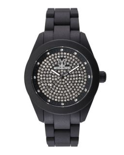 Velvety Full Pave Crystal Silicone Watch, Black   Toy Watch   Black