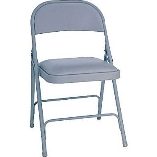 Alera™ Steel Folding Chair With Vinyl Padded Seat, Gray