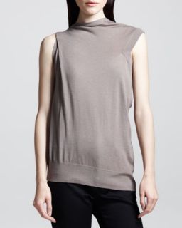 Womens Asymmetric Draped Wool Top   Alexander Wang   Ash (L/10 12)