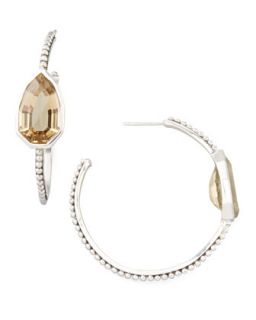 Cathedral Small Hoop Earrings, Yellow Quartz   Stephen Dweck   Yellow