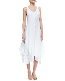 Sleeveless V Neck Asymmetric Dress, White, Womens   Eileen Fisher   White (1X