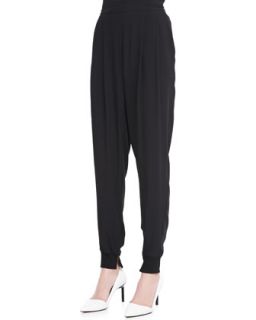 Womens Silk Ankle Pants with Cuffs   Eileen Fisher   Black (MEDIUM (10 12))