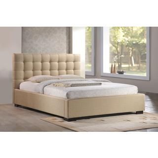 Luxeo Cresent Queen size Tufted Beige Upholstered Platform Bed Beige Size Queen