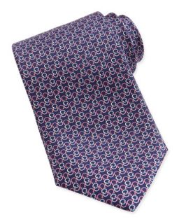 Mens Interlock Gancini Woven Tie, Blue/Pink   Ferragamo   Blue/Pink