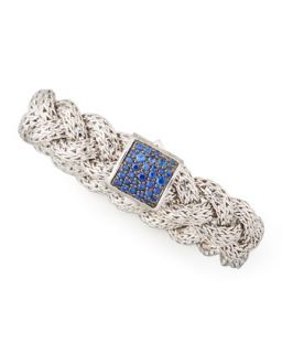 Classic Chain Medium Braided Silver Bracelet, Blue Sapphire   John Hardy  
