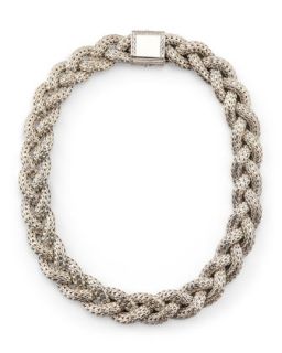 Large Braided Silver Chain Necklace, Plain   John Hardy   Silver (LARGE )
