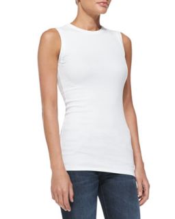 Womens Sleeveless Ribbed T Shirt   Brunello Cucinelli   White (XXL/12)